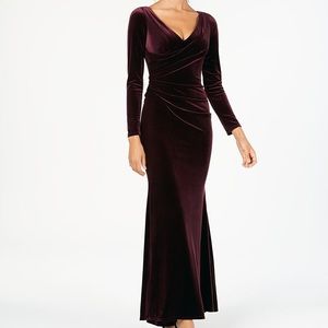 Vince Camuto long sleeve draped velvet dress